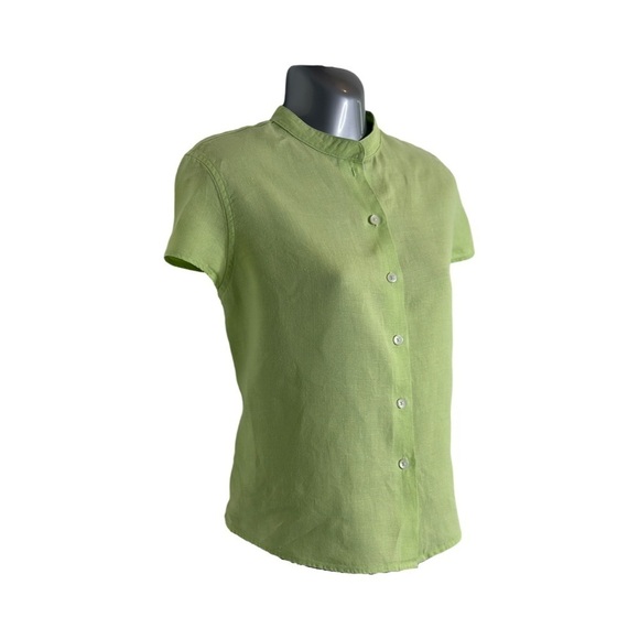 Talbots 100% Irish Linen Short Sleeve Button
Down Top Light Green Size Medium - Picture 2 of 7